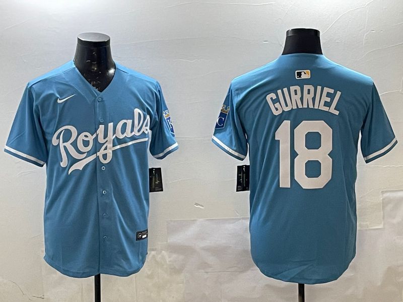 Men Kansas City Royals #18 Gurriel Light Blue Game 2025 Nike MLB Jersey style 1